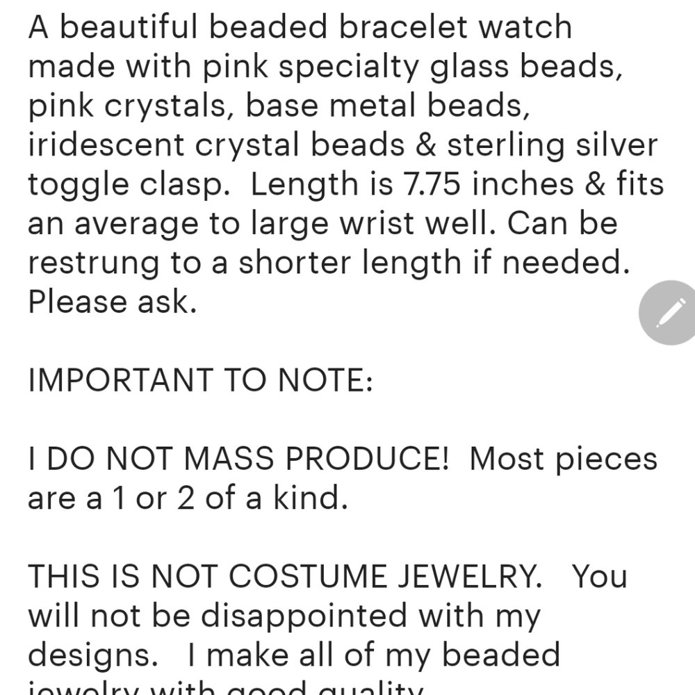 Ladies Pink Handmade Beaded Watch...One of a Kind - Picture 7 of 7